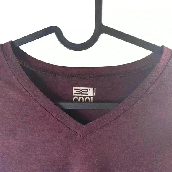 32 Degree Cool Top Sweatshirt Dark Red/Burgundy V-neck Short Sleeve Size S/CH - Picture 2 of 13